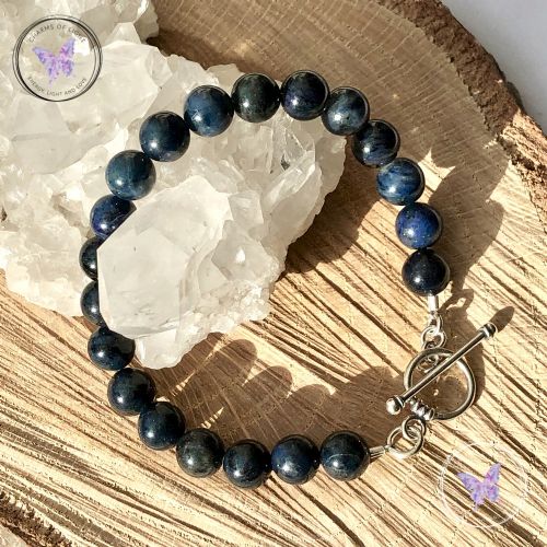 Dumortierite Healing Bracelet with Silver Toggle Clasp